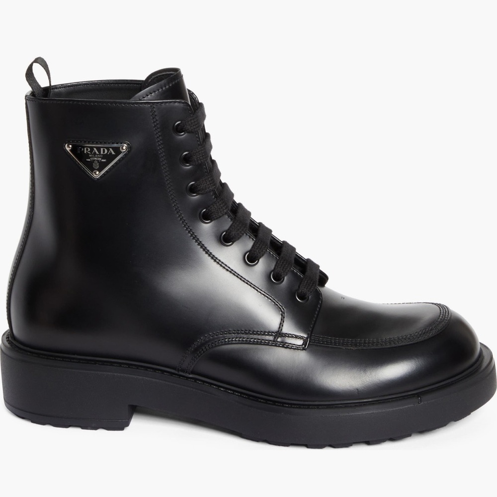 Authentic Prada Men’s Combat Boots Black Leather New size 8 US $1370